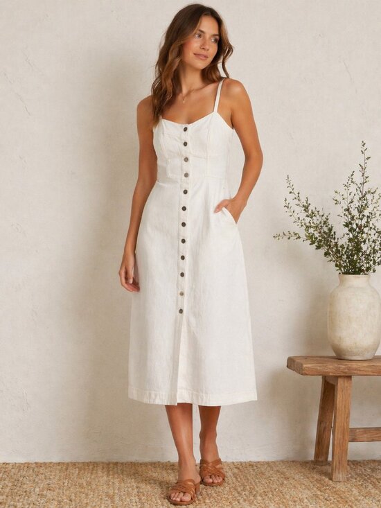 Universal Thread Dresses & Skirts - Universal Thread White Denim Dress Button Front Cottagecore Summer Large